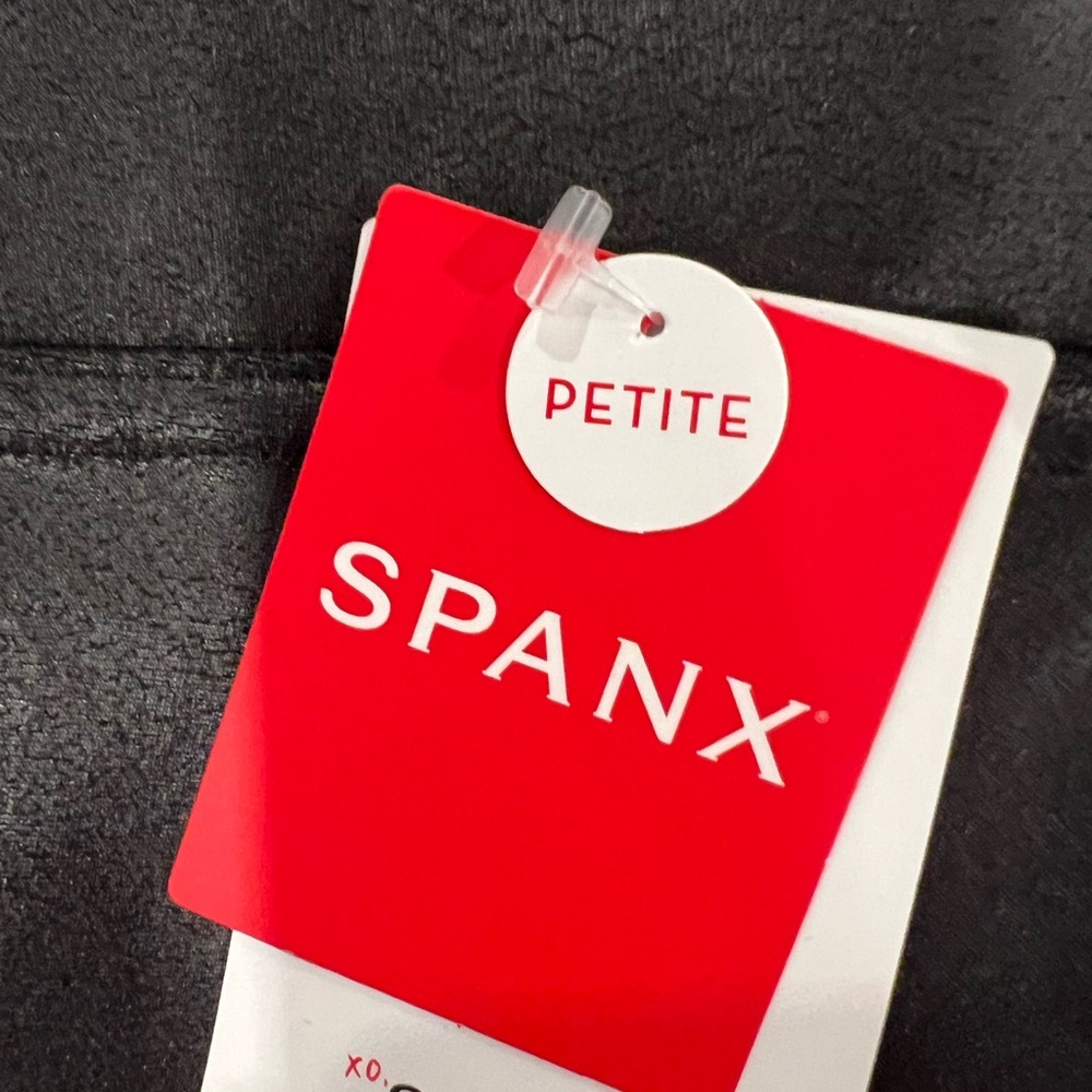 SPANX Petite Medium Black Faux Leather Leggings - Picture 5 of 7